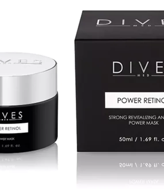 Dives Med Power Retinol intensyvaus poveikio revitalizuojamoji atjauninamoji naktinė veido kaukė, 50 ml.